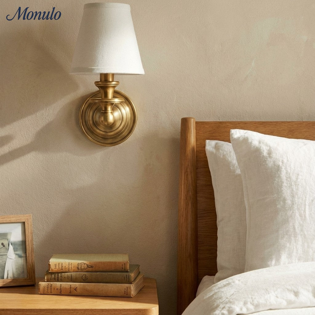 Wandlamp met stoffen kap en zwanenhalsarm - smeedijzeren armatuur met verstelbare leeslamp