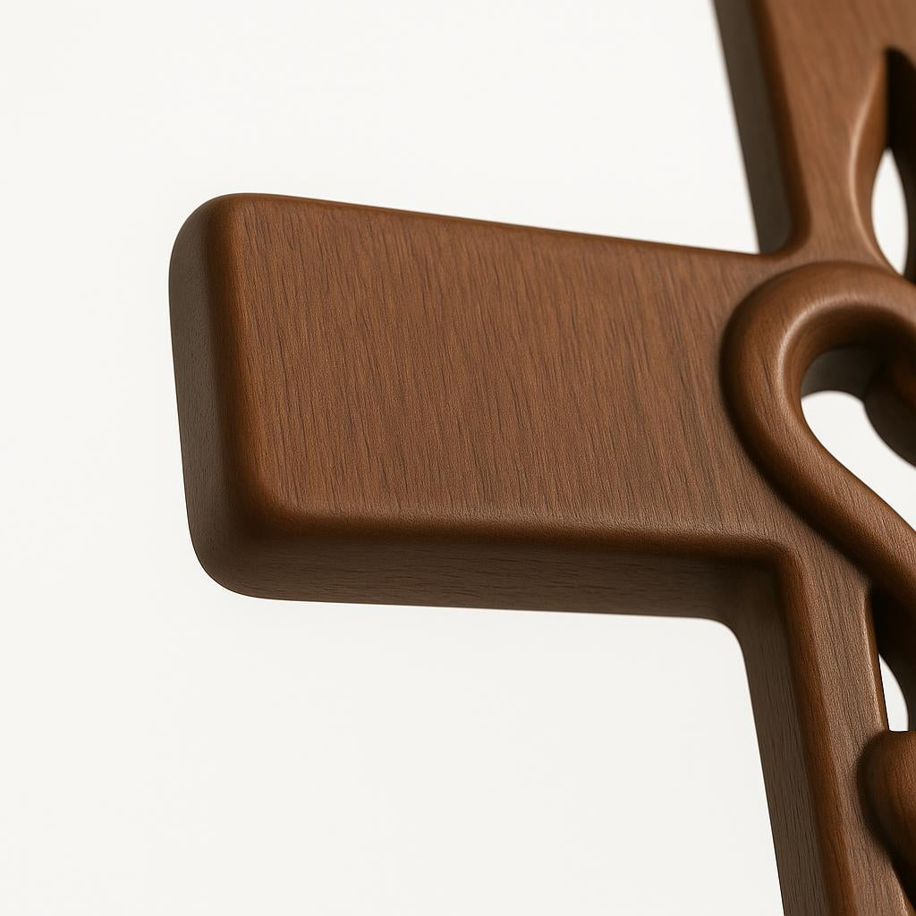 Hartvormig Kruis Wanddecoratie Hout - Handgemaakte Religieuze Wandversiering met Vervlochten Harten - Geloof & Liefde Symbool voor Entree Slaapkamer Woonkamer