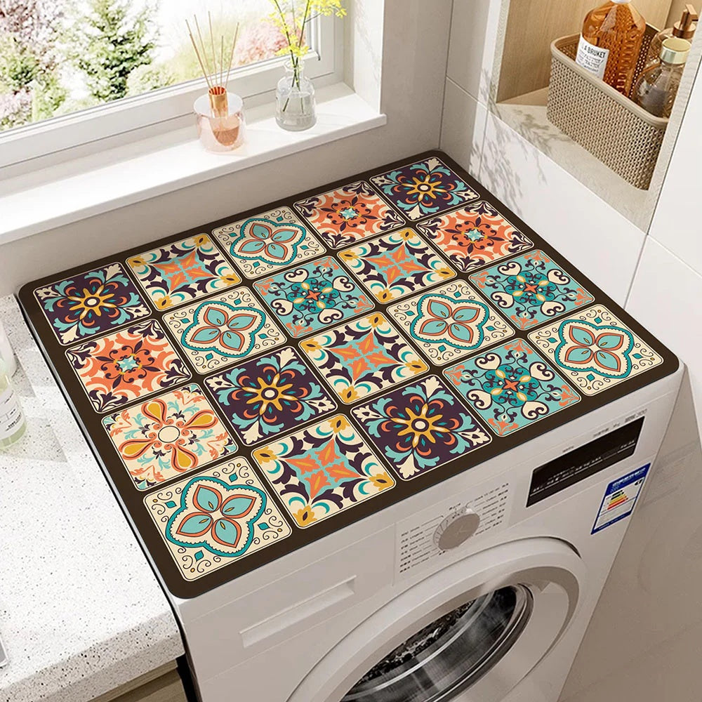 Beschermende Apparaatmat met Retro of Modern Design - Anti-Slip Microvezeldoek voor Keukenapparaten - Stijlvolle Bescherming tegen Krassen, Stof en Vocht - Verkrijgbaar in Retro Plaid, Blauw, Grijs, Desert en Abstract - 20x24 inch