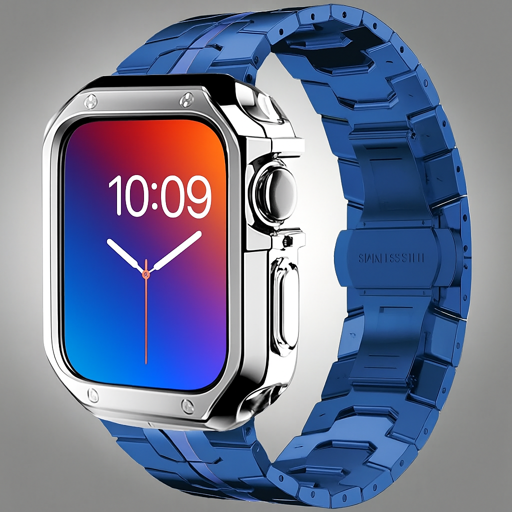 Metalen Schakelarmband met Beschermhoes voor Smartwatch 42mm 46mm 49mm Titan Afwerking Horlogeband Accessoire