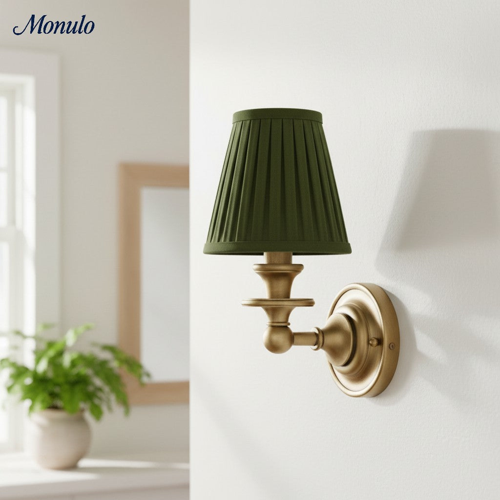 Wandlamp met stoffen kap en zwanenhalsarm - smeedijzeren armatuur met verstelbare leeslamp