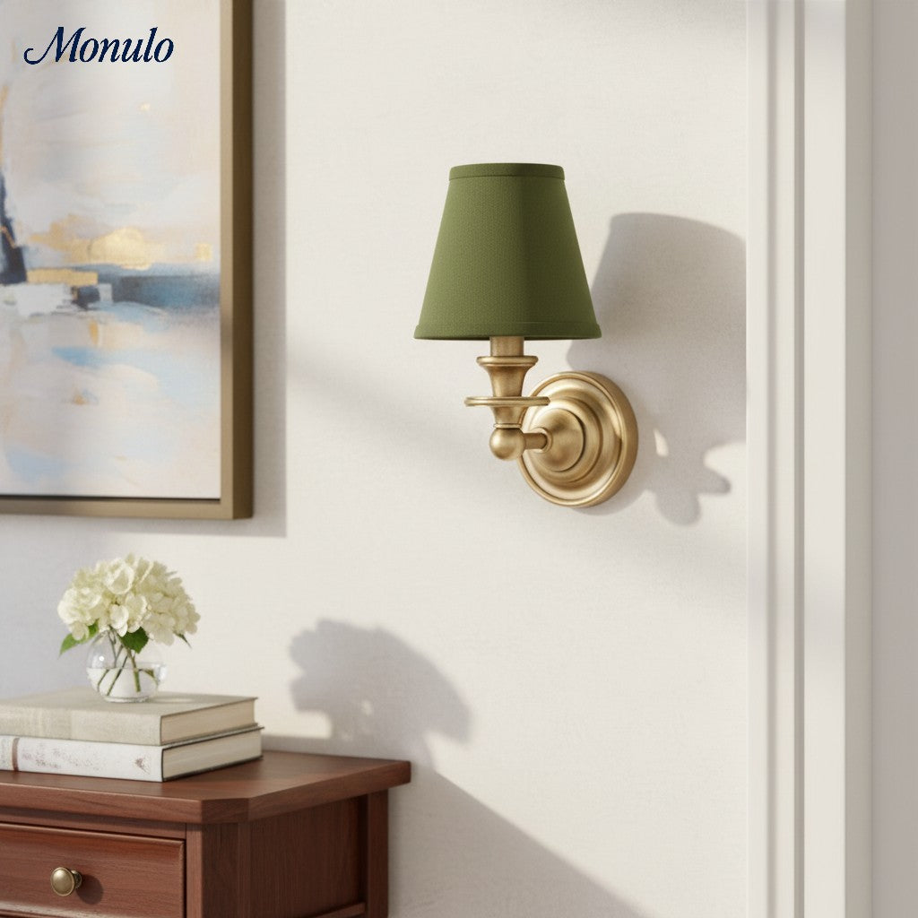 Wandlamp met stoffen kap en zwanenhalsarm - smeedijzeren armatuur met verstelbare leeslamp