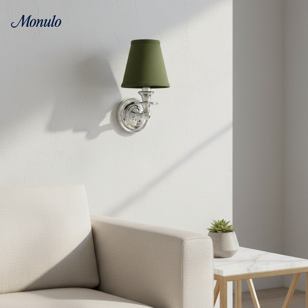 Wandlamp met stoffen kap en zwanenhalsarm - smeedijzeren armatuur met verstelbare leeslamp