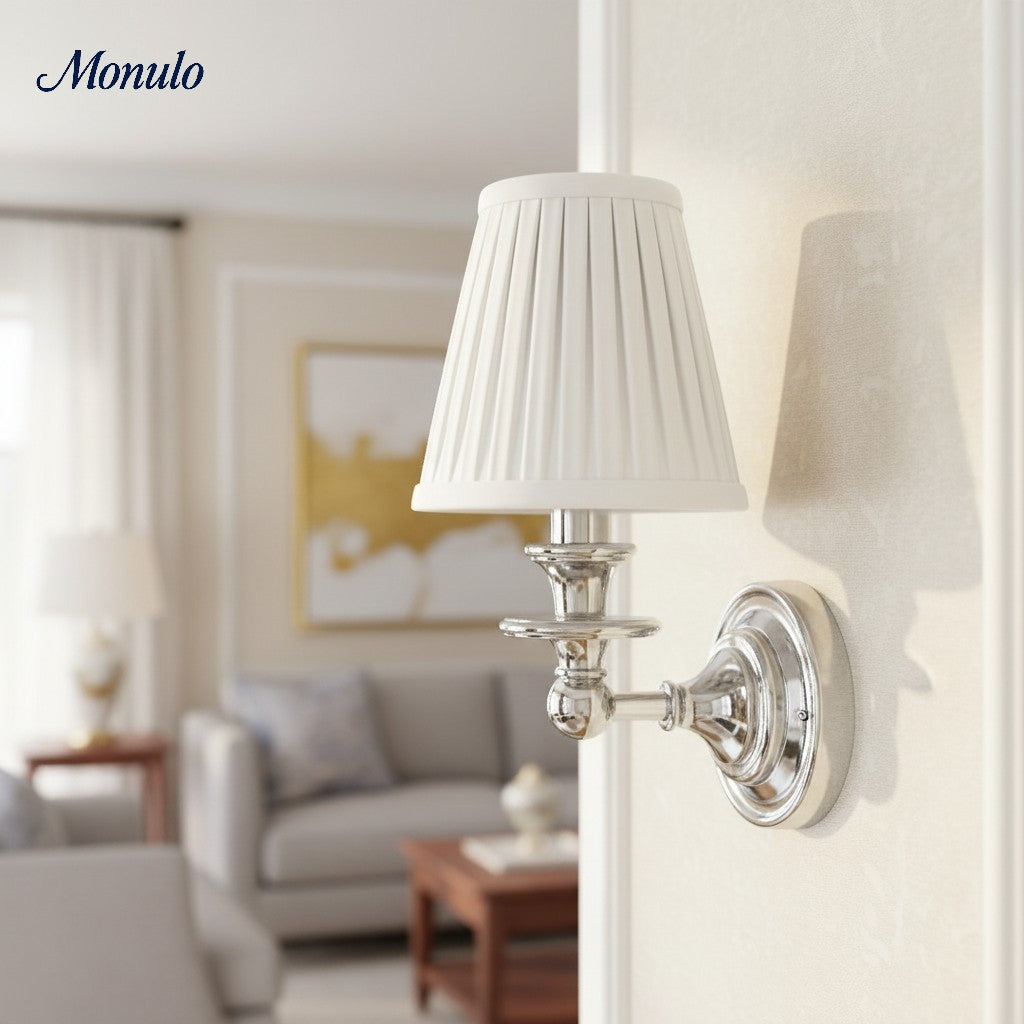 Wandlamp met stoffen kap en zwanenhalsarm - smeedijzeren armatuur met verstelbare leeslamp