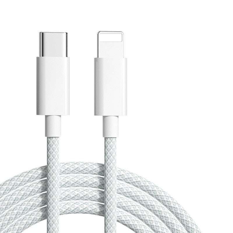 USB-C naar Lightning Oplaadkabel 20W Snelladen Gevlochten Nylon Datakabel iPhone iPad Duurzaam Snoer