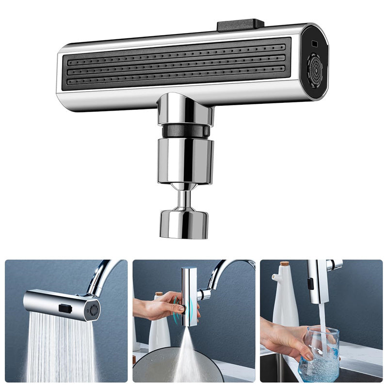 Kraanuitbreiding met Watervalsysteem Zwart of Zilver - Keukenkraan Accessoire met 4 Standen voor Multifunctioneel Gebruik