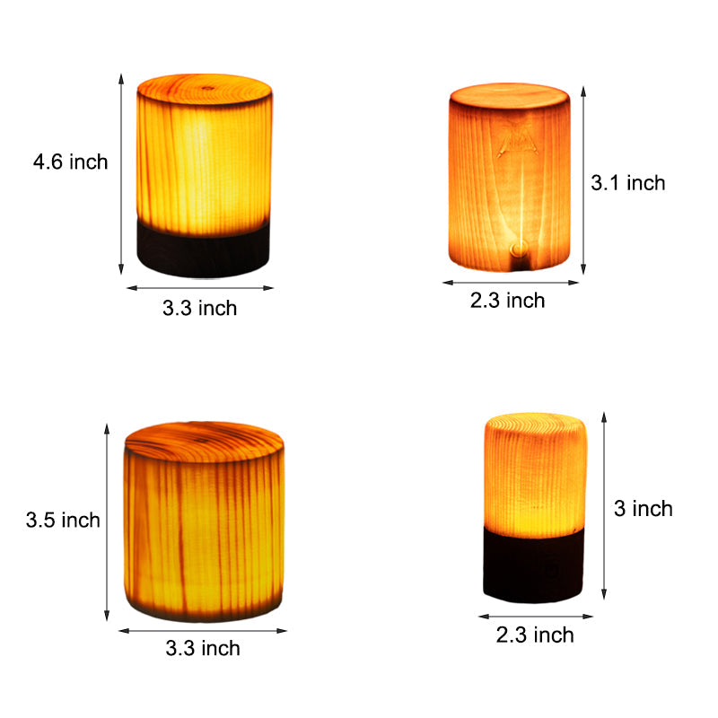 LED Tafellamp Oplaadbaar Touch Dimbaar Houtlook Sfeerlamp Slaapkamer Bureau Draadloos Warm Licht Nachtlampje