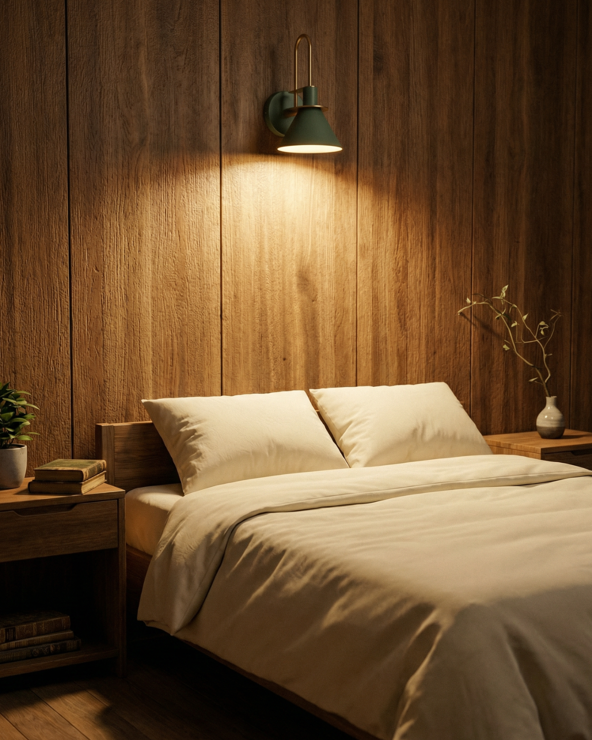 Moderne wandlamp van travertin en hout met warm wit licht - minimalistische design muurlamp voor woonkamer en slaapkamer