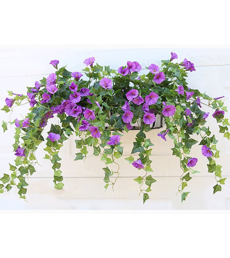 Kunstplant Klimplant 90cm met 44 Bloemen UV-bestendig voor Balkon Tuin Woonkamer Decoratie Kunstbloem Hangplant