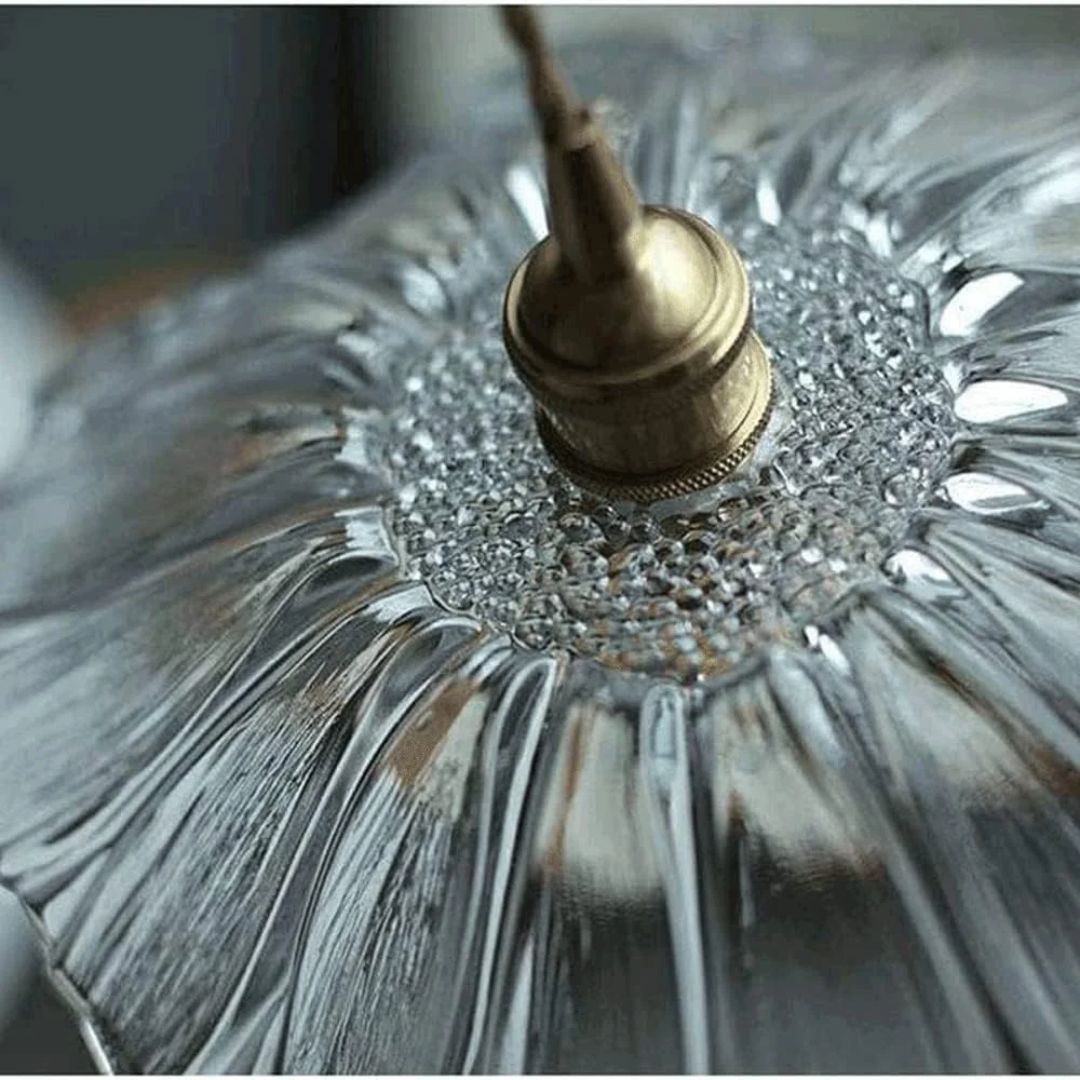Cullivan Bloemvormige Hanglamp - Glazen Hanglamp met Gouden Fitting voor Woonkamer & Eetkamer