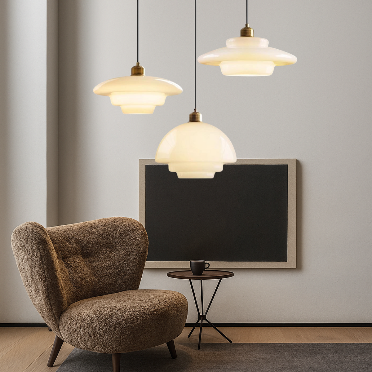 Melkachtig witte glazen hanglamp E27 glas wit keuken eetkamer hal modern minimalistisch verlichting | Sansoti