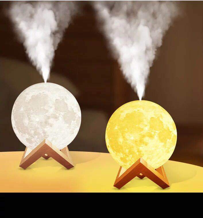 Maanvormige Luchtbevochtiger met Nachtlampfunctie 880ml Cool Mist Aromatherapie voor Slaapkamer Wellness