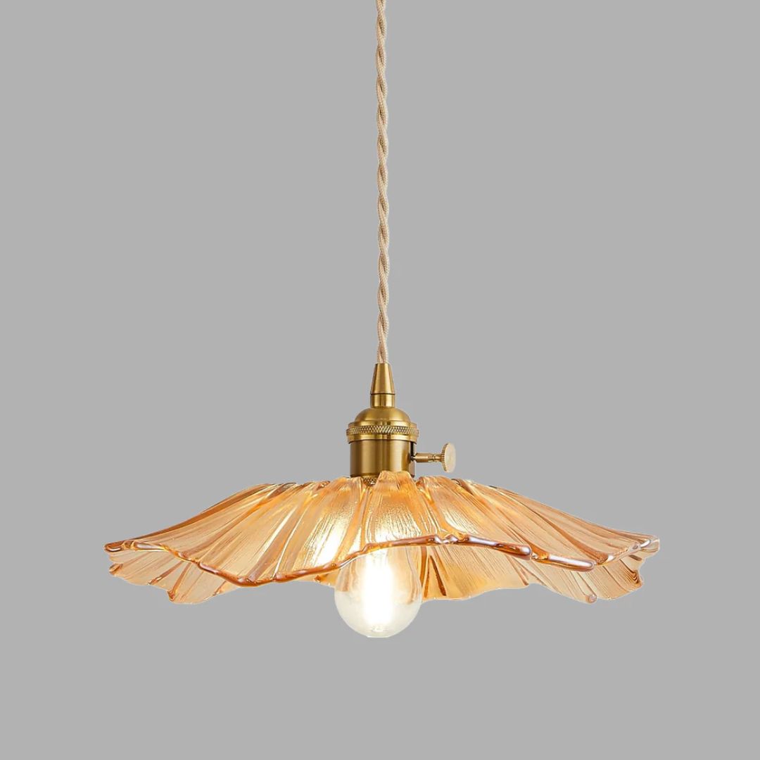 Cullivan Bloemvormige Hanglamp - Glazen Hanglamp met Gouden Fitting voor Woonkamer & Eetkamer