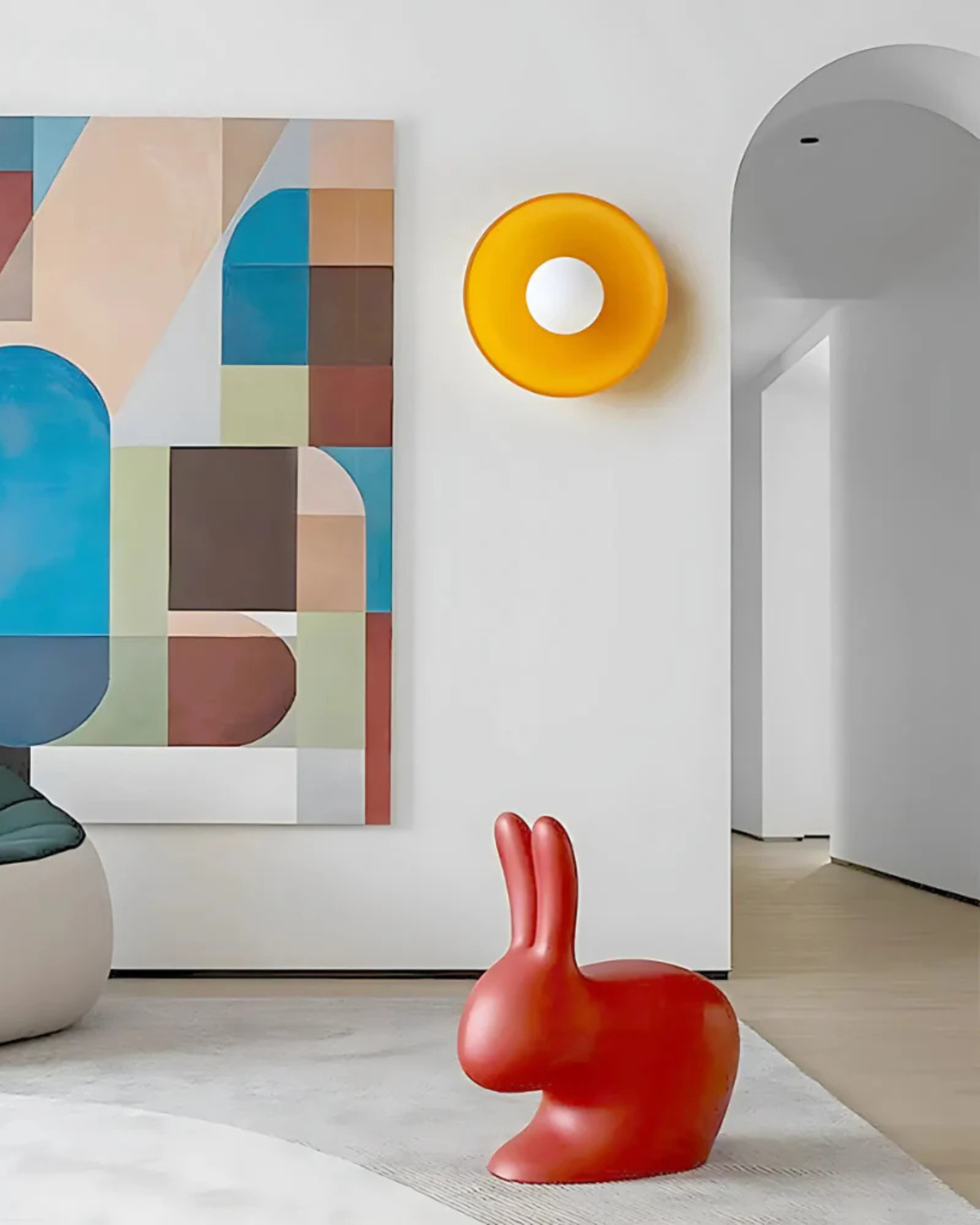 Moderne ronde plafondlamp van glas en ijzer - minimalistische designlamp voor woonkamer en slaapkamer met warme lichtkleur
