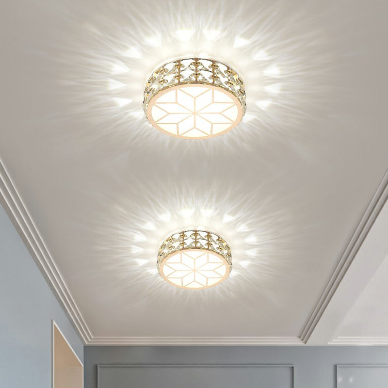 Kristallen Plafondlamp Rond LED Inbouw Champagne Goud 15-20cm Gang Hal Slaapkamer Moderne Luxe Verlichting