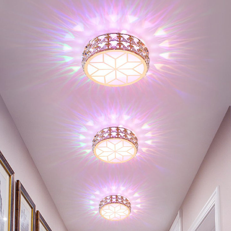 Kristallen Plafondlamp Rond LED Inbouw Champagne Goud 15-20cm Gang Hal Slaapkamer Moderne Luxe Verlichting
