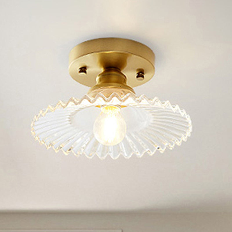 Industriële Plafondlamp met Geribbeld Glas - Groen of Helder - Ø22cm Retro Semi-Flush voor Woonkamer