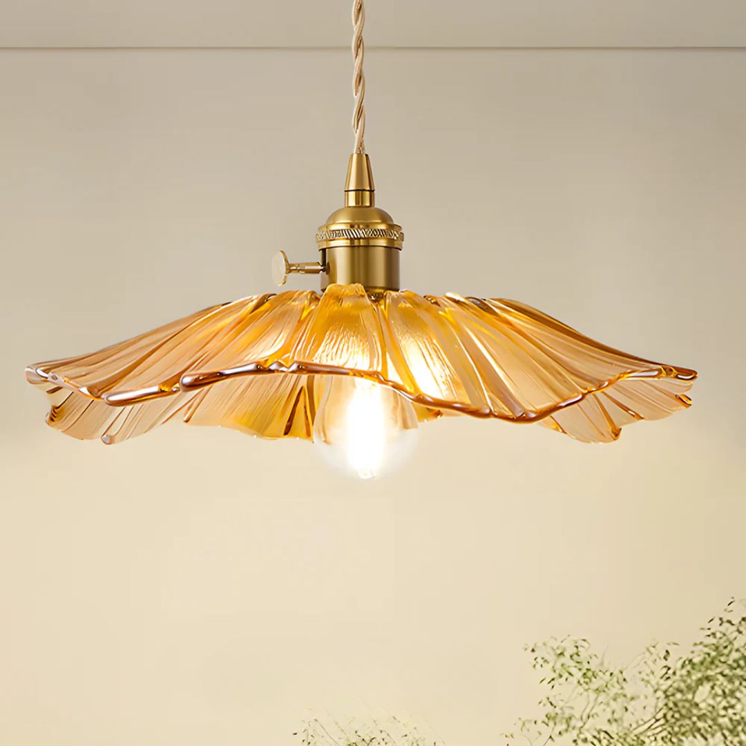 Cullivan Bloemvormige Hanglamp - Glazen Hanglamp met Gouden Fitting voor Woonkamer & Eetkamer