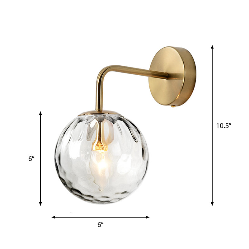 Glazen Wandlamp met Geribbeld Glas en Gouden Armatuur - Minimalistische Verlichting voor Woonkamer en Gang