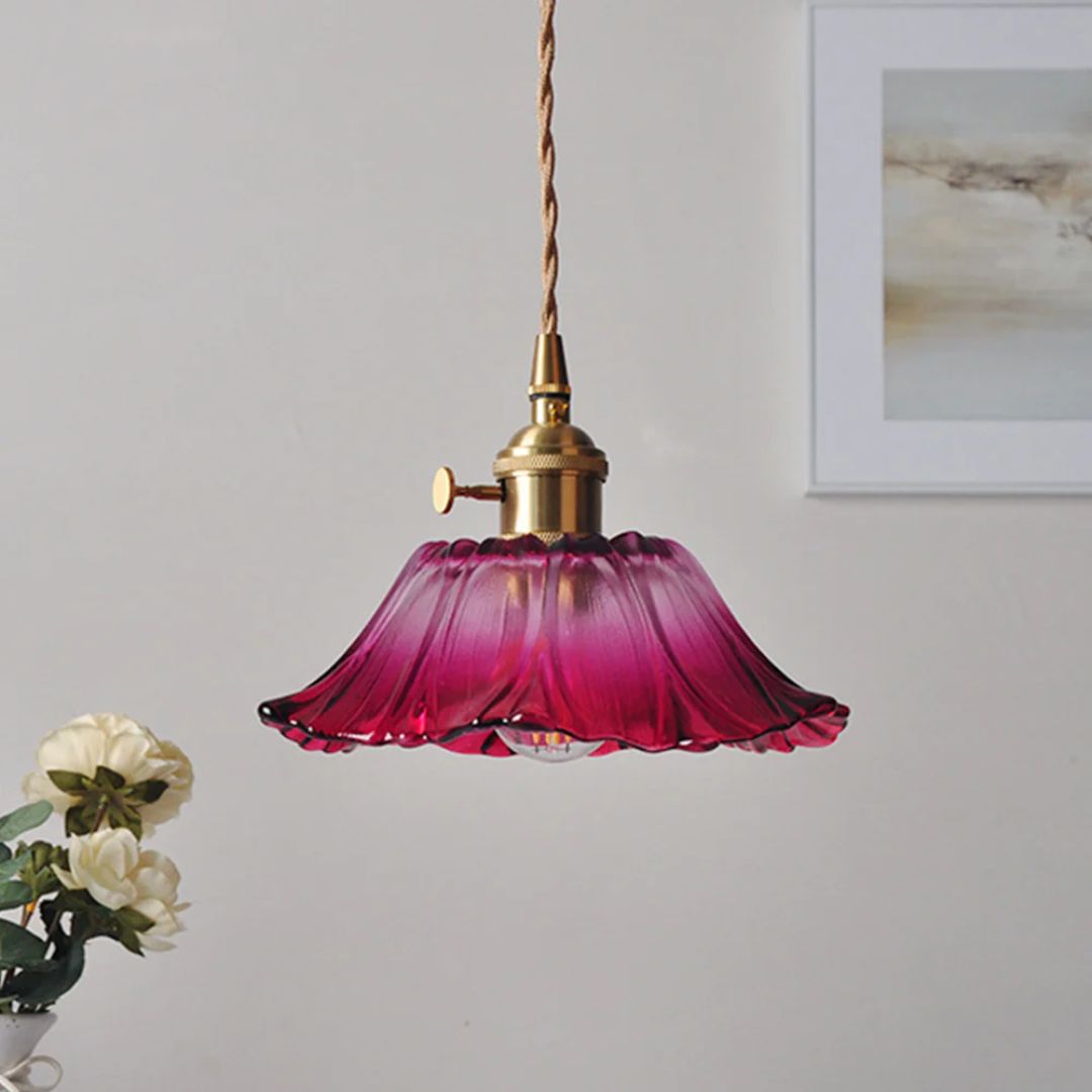 Cullivan Bloemvormige Hanglamp - Glazen Hanglamp met Gouden Fitting voor Woonkamer & Eetkamer
