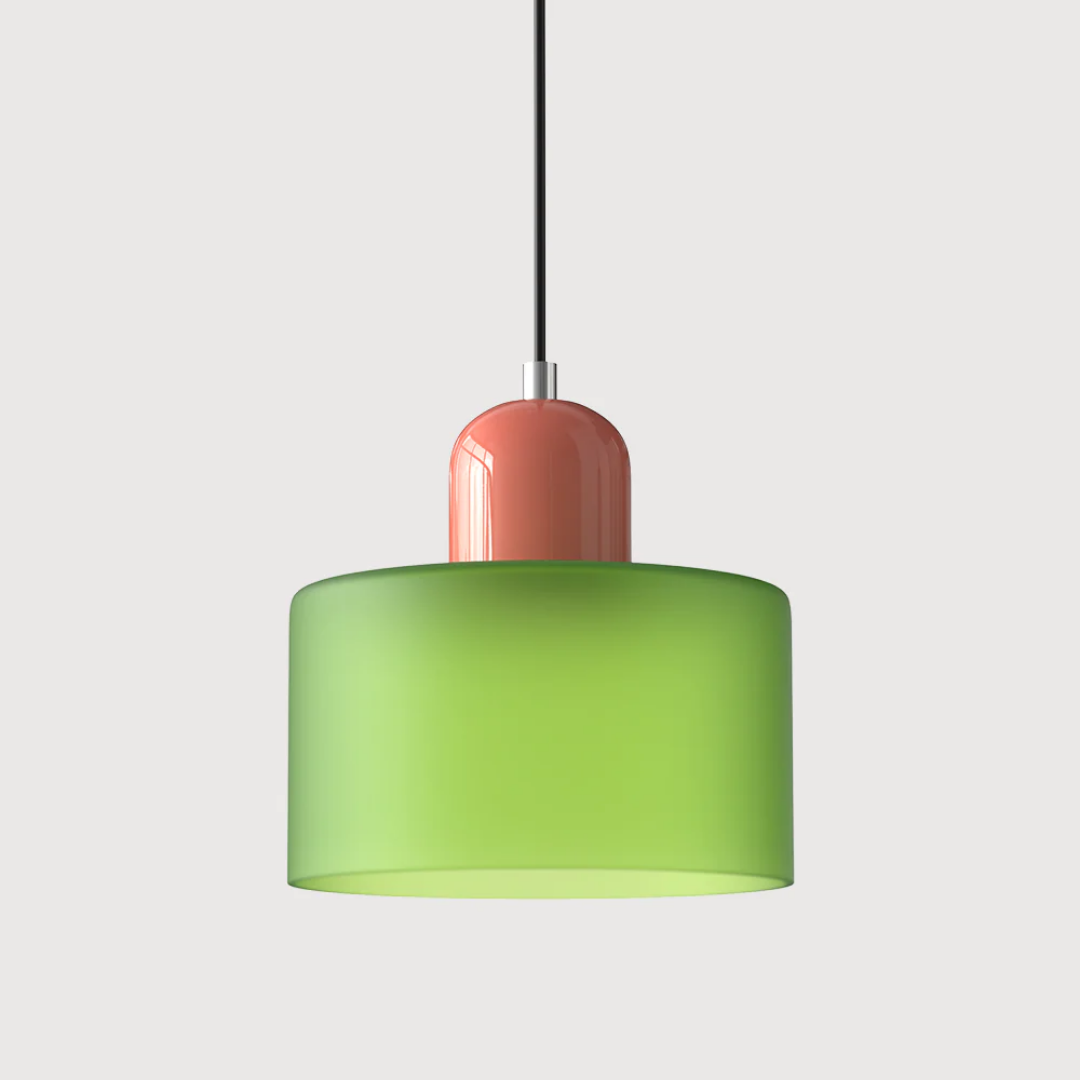 Lismeno Retro Hanglamp Glas 15cm Groen Oranje Eettafel Keuken Vintage Verlichting Compact