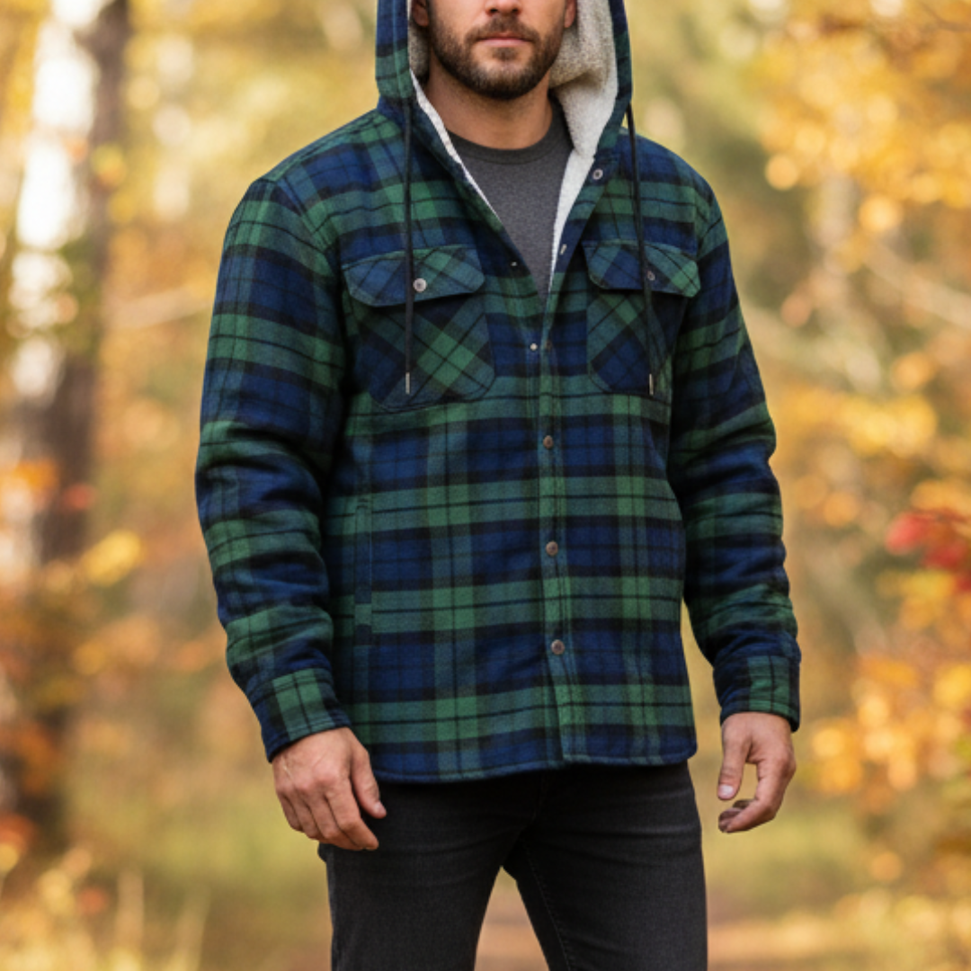 Gevoerde Flanel Overshirt Heren Geruit Overhemdjack Capuchon Warm Winterjas Herfst Outdoor Werkkleding