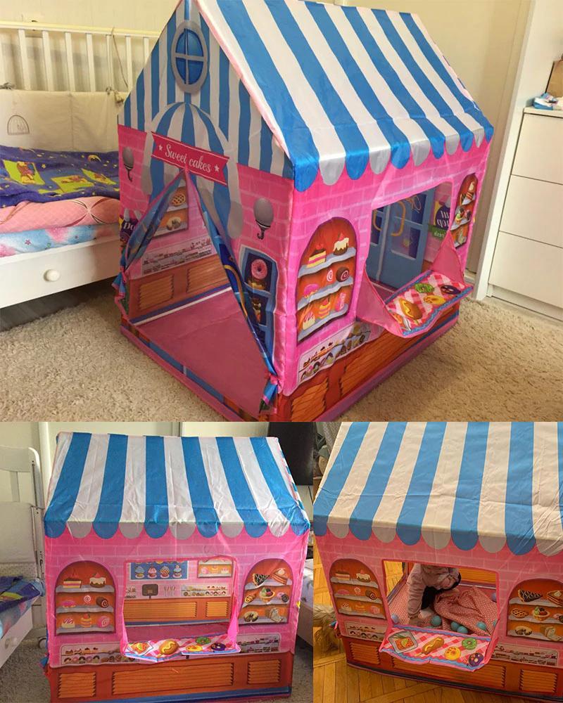 Speeltent Bakkerij Pop-Up Speelhuis 103x93cm Binnen Buiten Kinderen Creatief Rollenspel Opvouwbaar Speelgoed