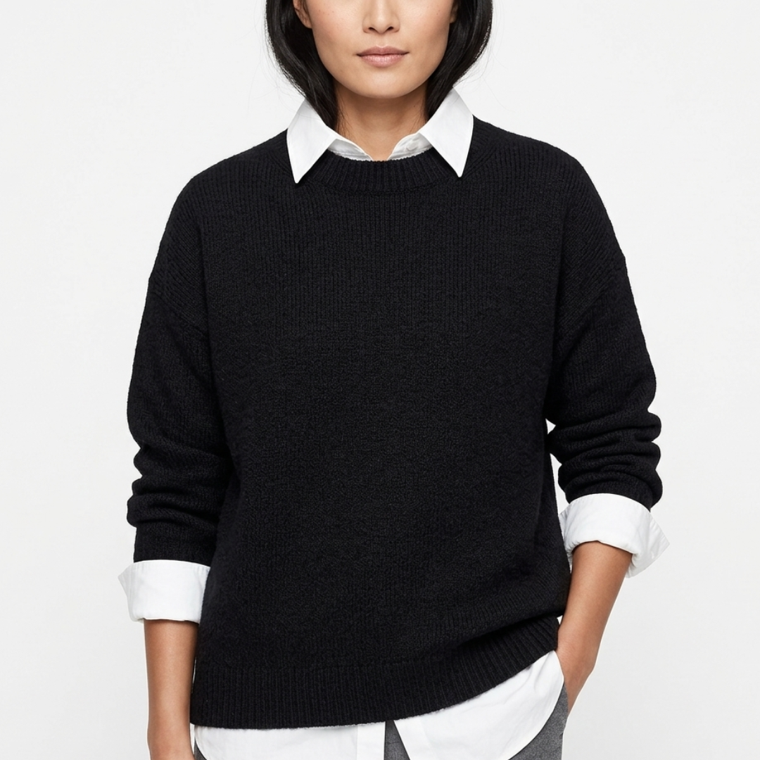 Gebreide Damestrui Polyester Losse Pasvorm Lange Mouw Ronde Hals Veelzijdig Casual Elegant Comfortabel