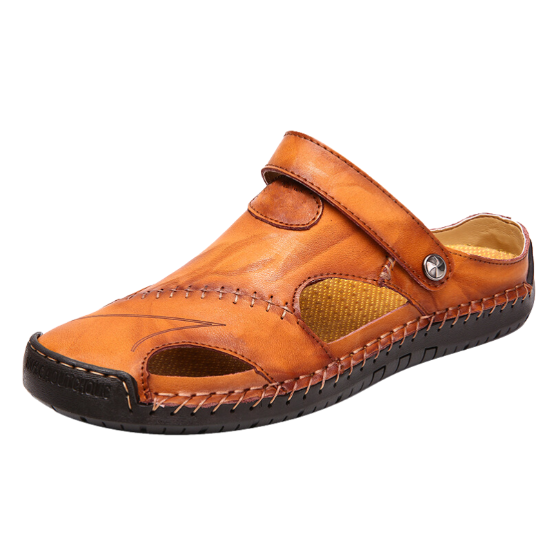 Orthopedische Heren Lederen Sandalen - Comfortabel Zomerse Slippers met Antislip Zool Casual Pantoffels