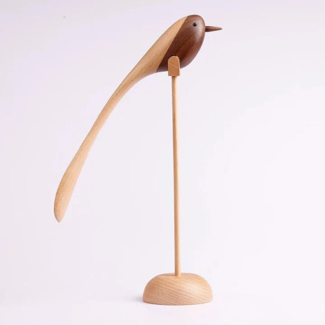 Houten Vogelsculpturen Set van 2 Stuks Scandinavisch Design Decoratief Roodhouten Interieurobject Woonkamer