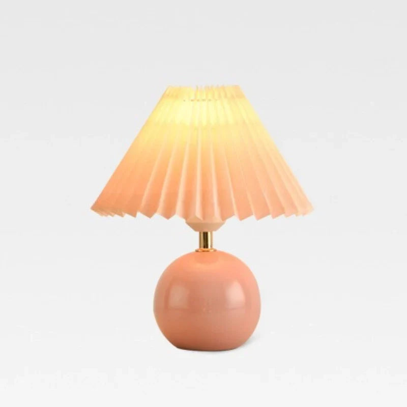 Keramische Tafellamp met Plooikap - Japanse Stijl Verlichting Wit Roze Beige voor Slaapkamer Woonkamer Bureau