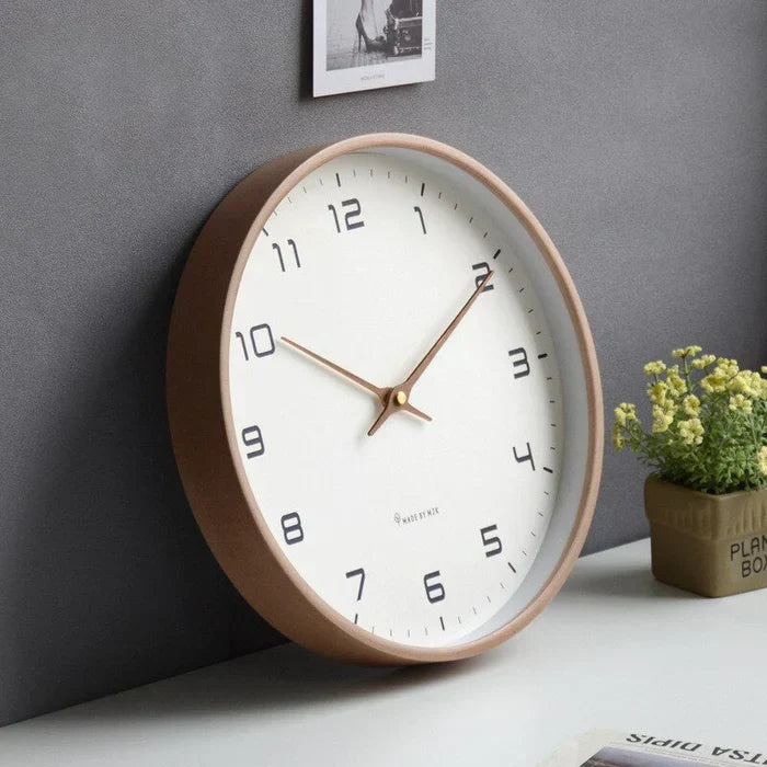 Vierkante Wandklok Massief Hout 25cm of 30cm Bruin Crème Scandinavisch Design voor Woonkamer Slaapkamer Kantoor Stille Uurwerk Natuurlijke Woondecoratie