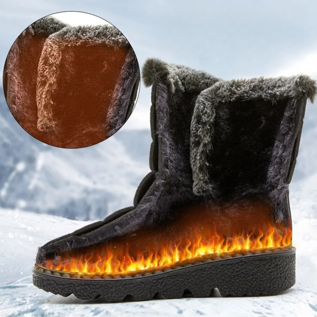 Waterdichte Dames Winterlaarzen met Klittenband Warme Gevoerde Antislip Snowboots Comfortabel Winterschoeisel