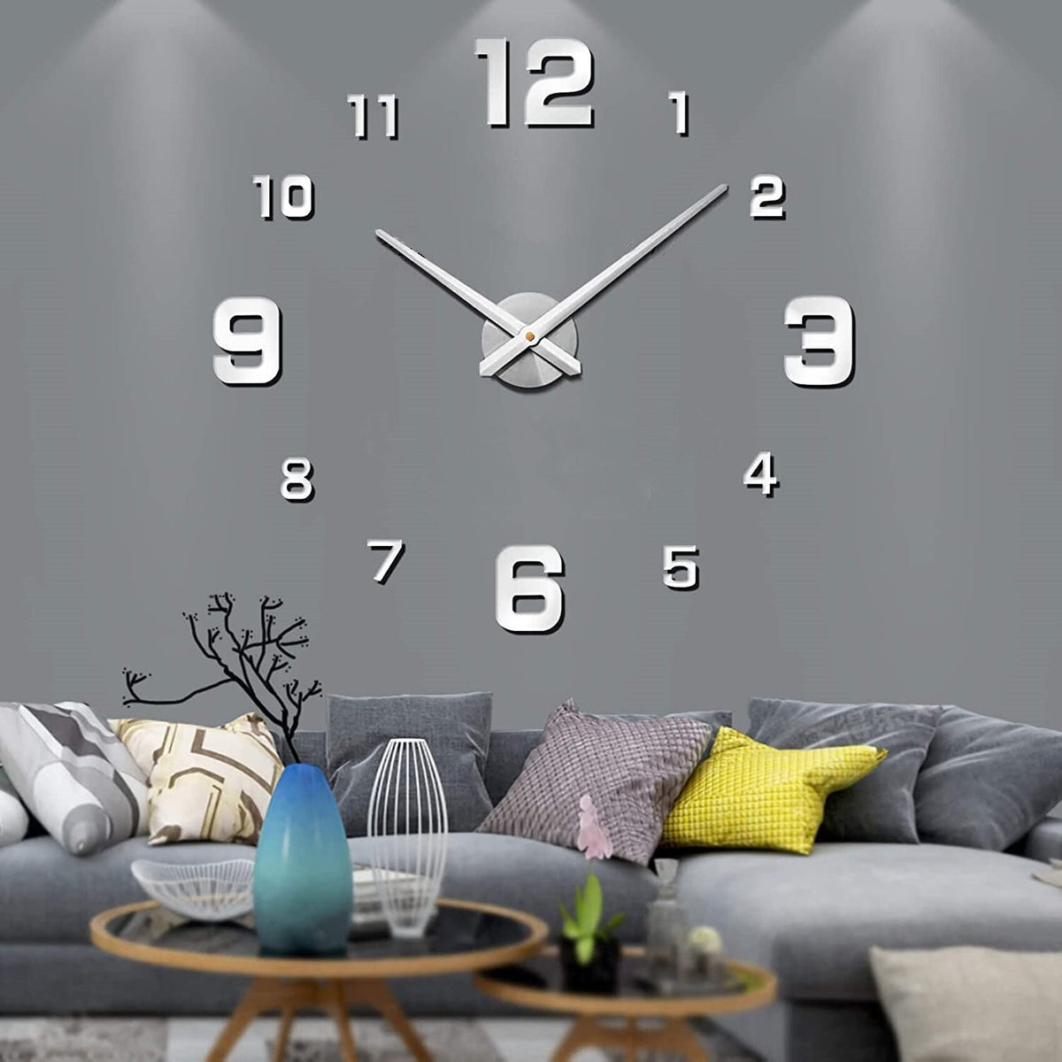 Grote Moderne Wandklok Met 3D Cijfers En Minimalistisch Design Voor Woonkamer En Keuken