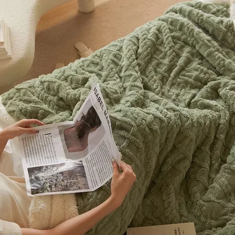 Dikke Winterdeken Lamswol Dubbelzijdig Fleece Warm Zachte Plaid Slaapkamer Bed 200x230 Thermisch Comfort
