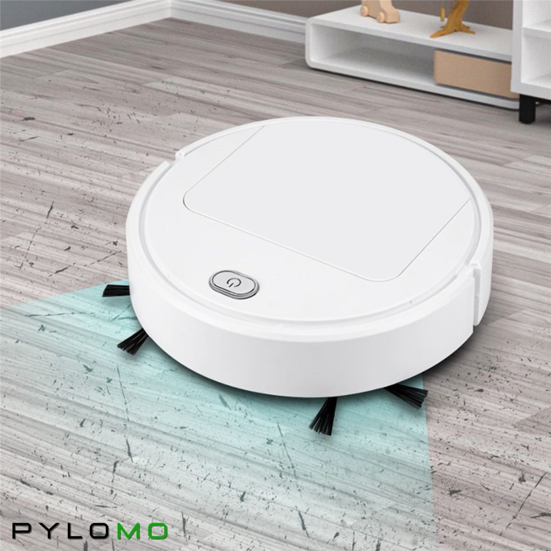 Robotstofzuiger met Dweilfunctie Zwart Wit voor Harde Vloeren Tapijt Dierenharen Stil Compact Design
