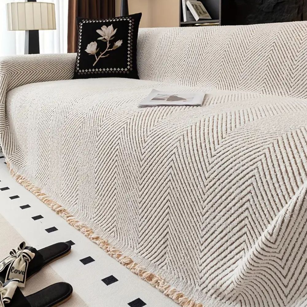 Geweven Bankhoes met Herringbone Patroon - Beschermende Plaid voor Bank & Fauteuil