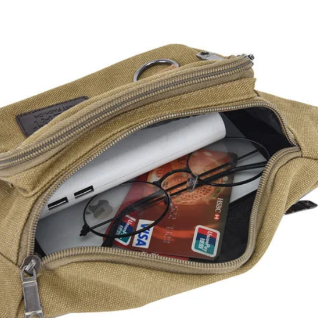 Canvas Heuptas met Meerdere Vakken Unisex Crossbody Reistas voor Dagelijks Gebruik en Buitenactiviteiten