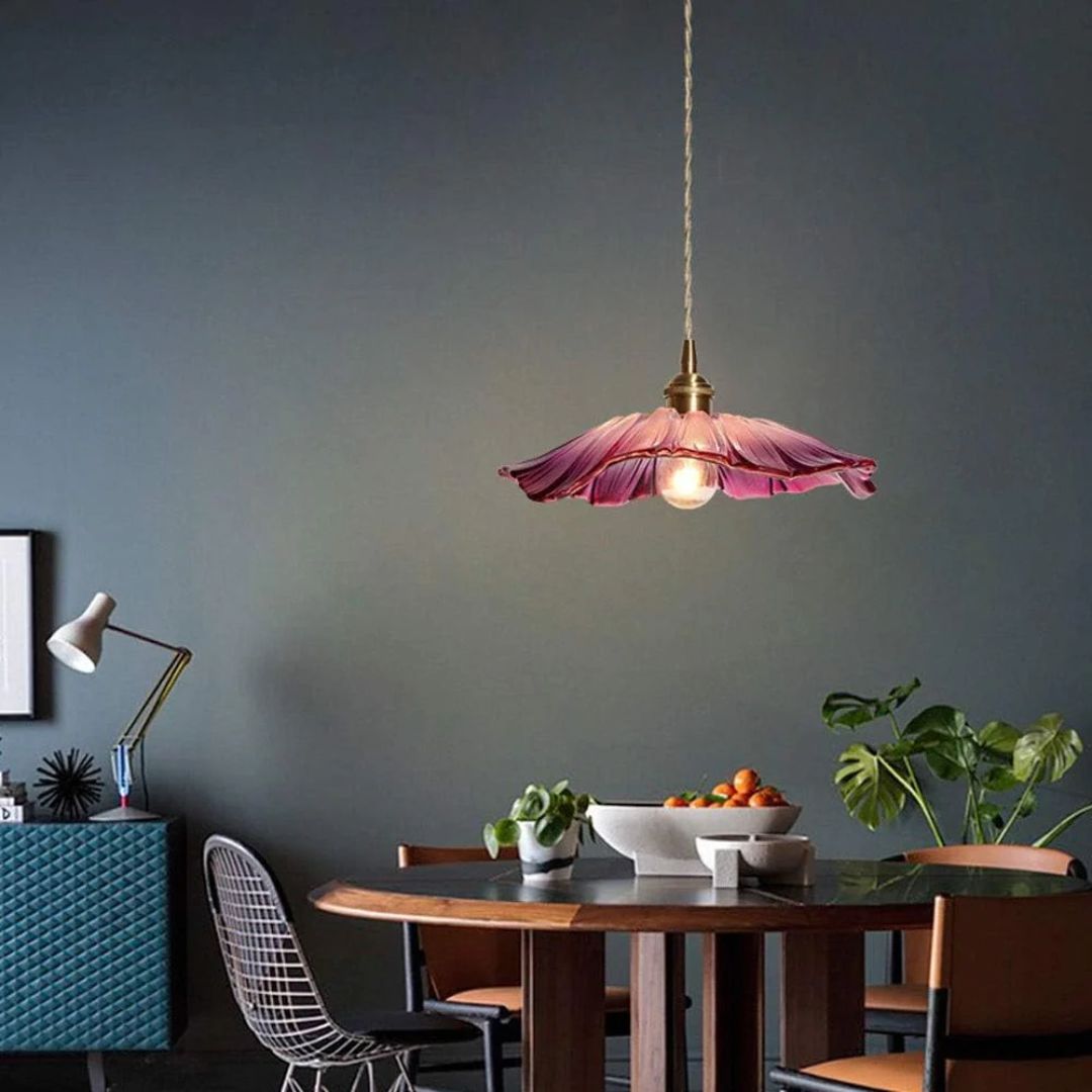 Cullivan Bloemvormige Hanglamp - Glazen Hanglamp met Gouden Fitting voor Woonkamer & Eetkamer