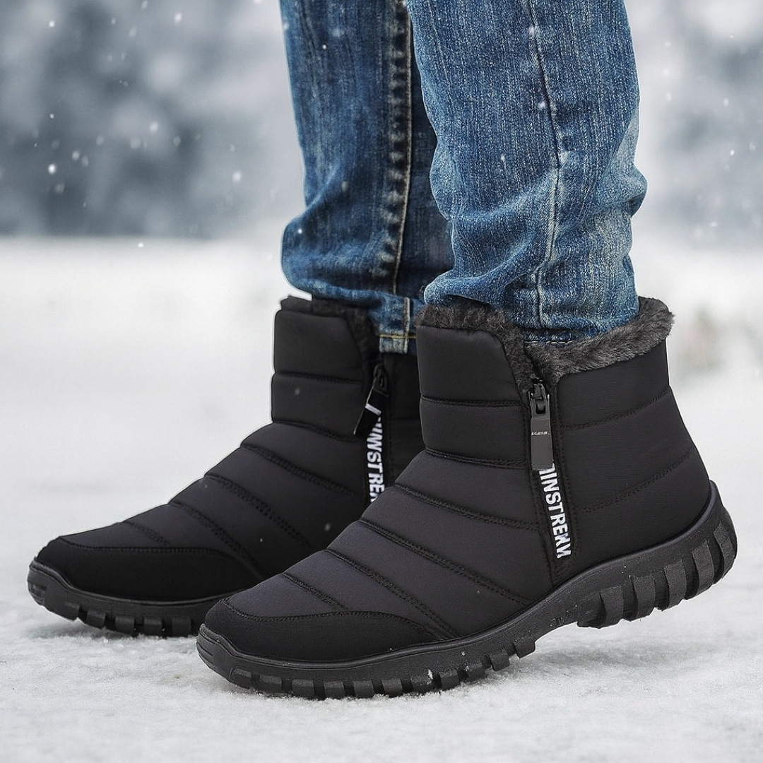 Waterdichte Heren Winterlaarzen met Zijrits Warme Voering Sneeuwschoenen Antislip Outdoor Herfst Winter
