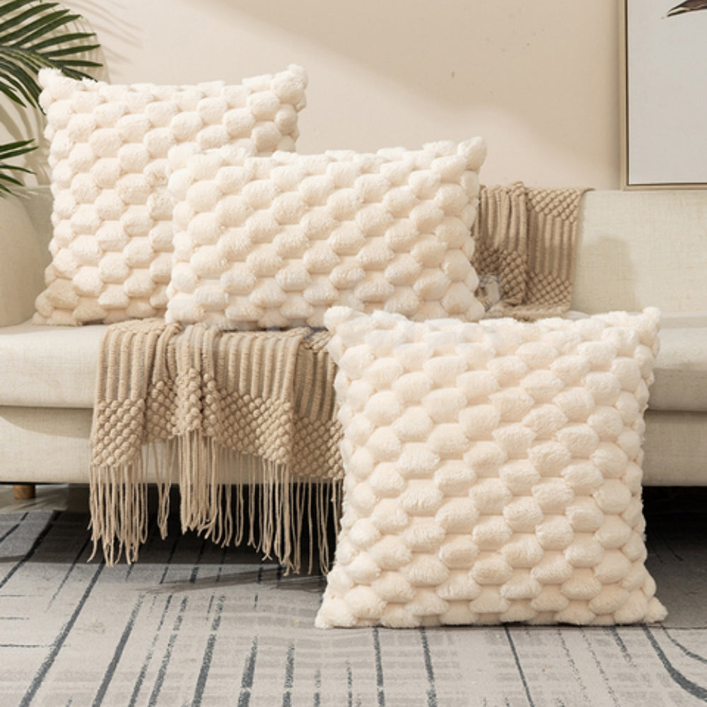 Zachte Kussenslopen met Geribbelde Marshmallow Textuur - Luxe Kussenhoes in Crème, Roze, Grijs, Zwart voor Woonkamer & Slaapkamer