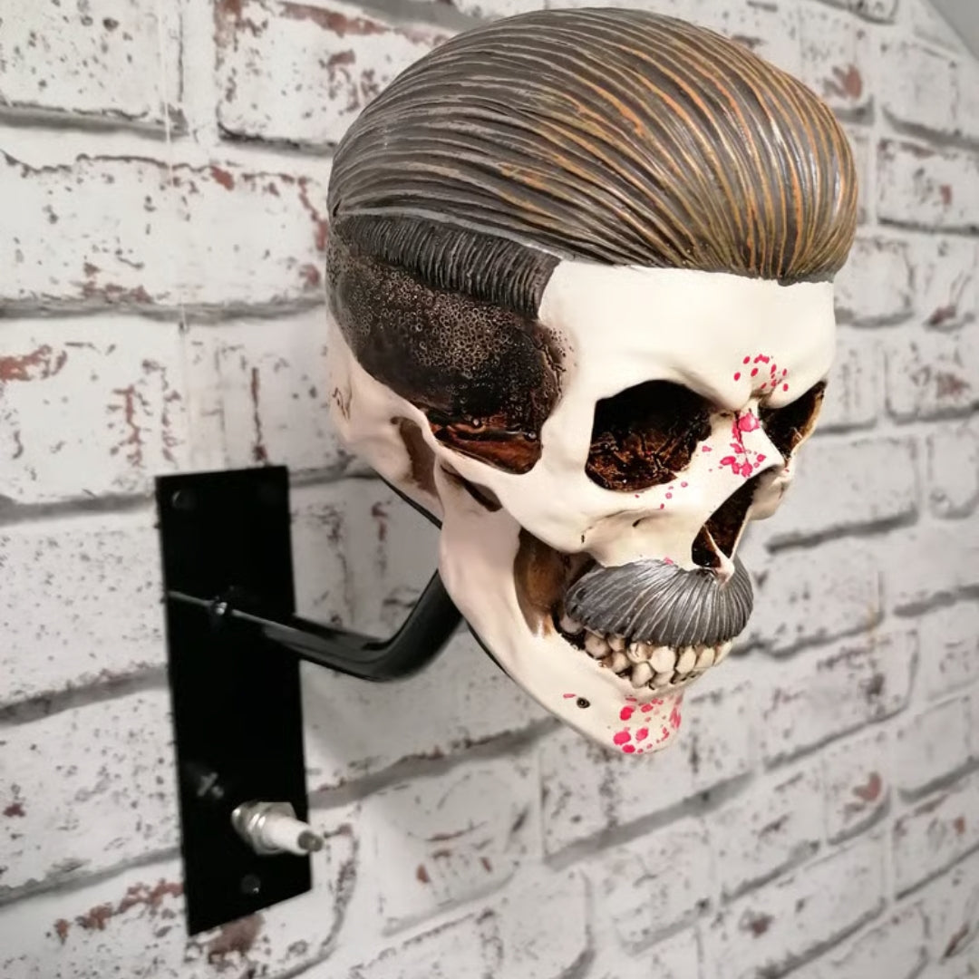 Wandhouder Motorhelm met Schedel Design voor Helm en Jas Opbergen Garage Hal Werkplaats Wanddecoratie Accessoires