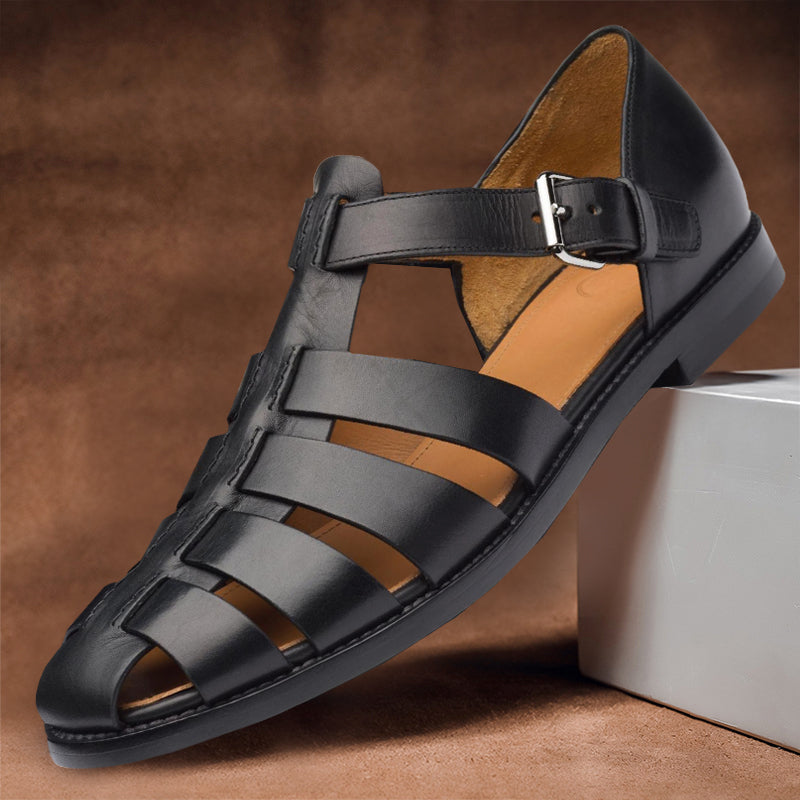 Leren Sandalen Heren - Ademend Zomerschoeisel met Zachte Zool - Bruin Wit Zwart Navy Koffie - Maat 38-47