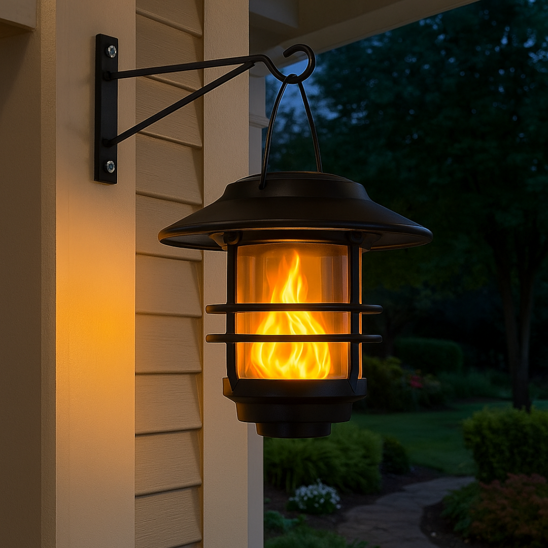 Solarlantaarns met Flammeneffect voor Tuin en Veranda - Atmosferische Wandverlichting 2 Stuks