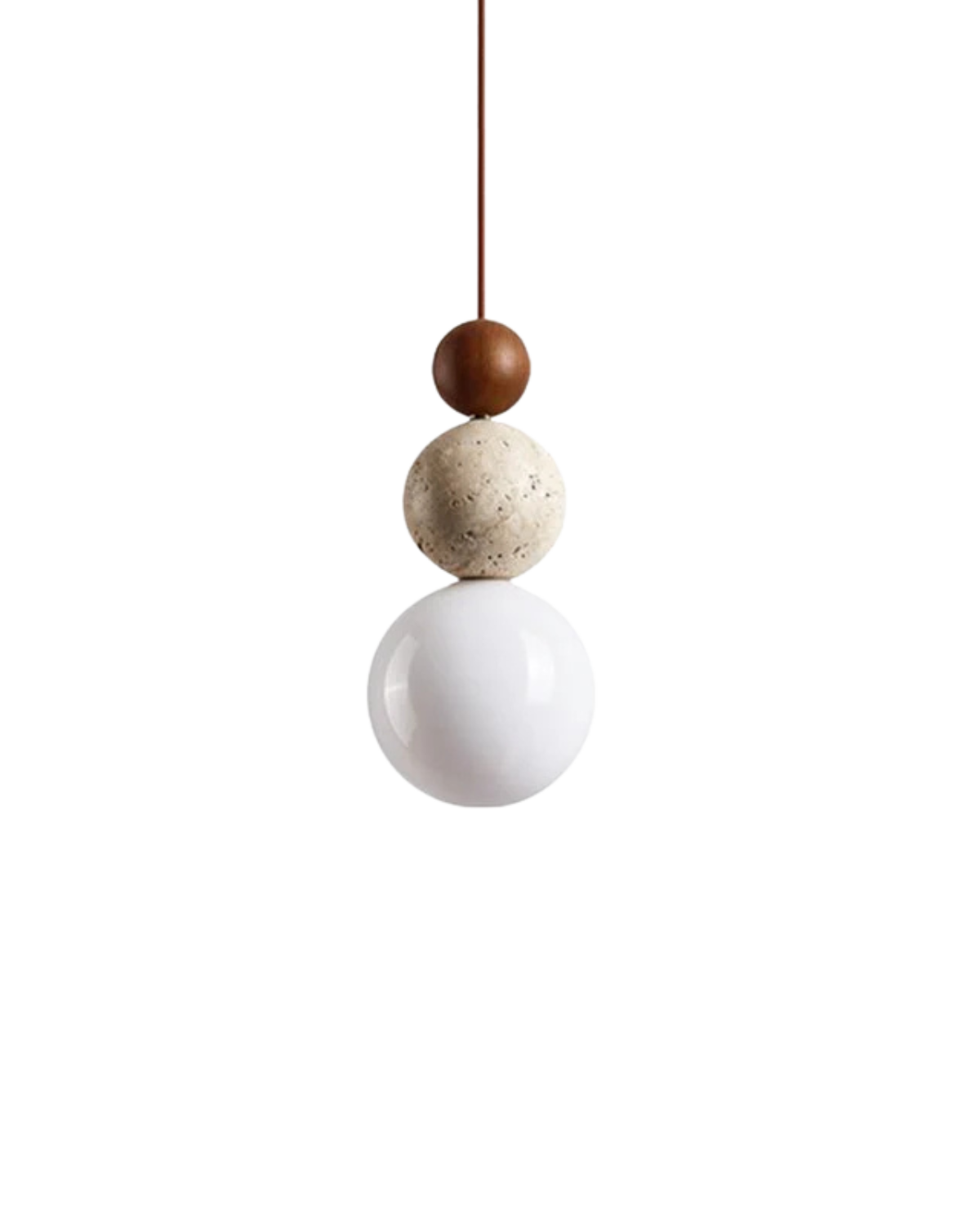 Sculptuur Hanglamp met Natuursteen en Glazen Bol - Warm Ambient Licht voor Eetkamer Woonkamer Slaapkamer - Japandi Design Hangverlichting