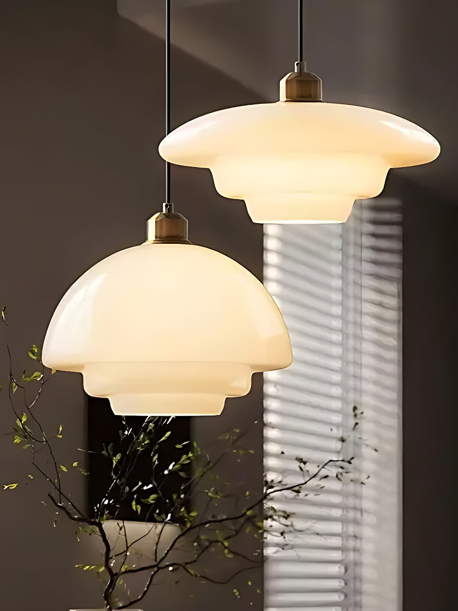 Glazen Hanglamp met Gelaagd Design - Melkwit Matglas voor Eetkamer en Woonkamer