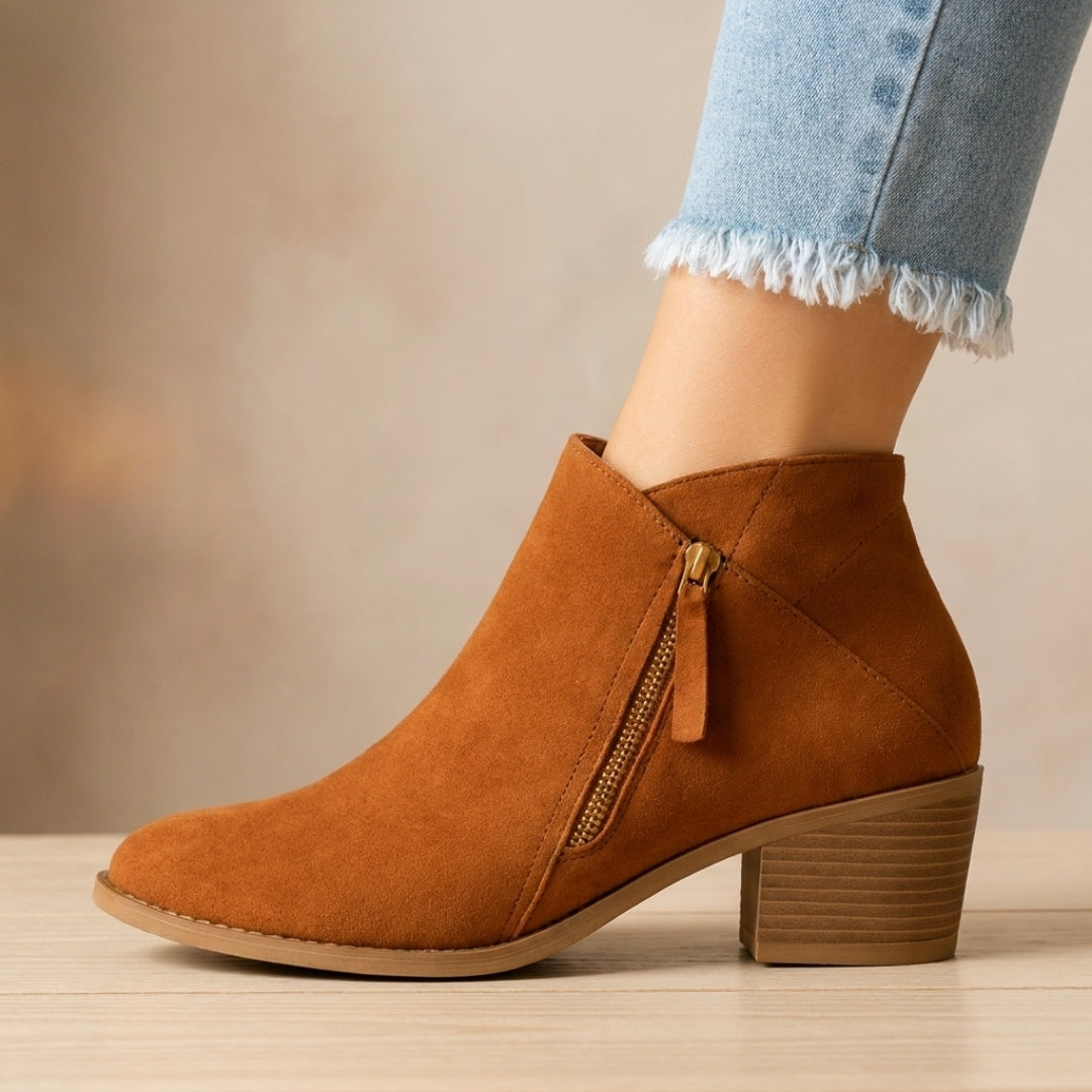 Dames Enkellaarsjes Blokhak Puntige Neus Ritssluiting Comfortabel Tijdloos Design Werk Vrije Tijd Elegant