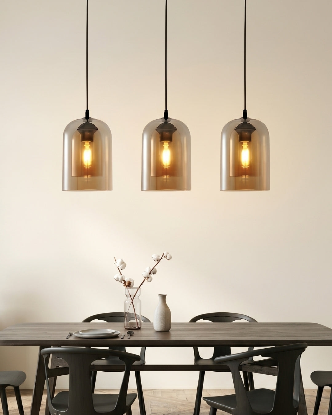 Glazen Hanglamp Ginza met Gebogen Vorm en Zachte Sfeerverlichting Warm Wit - E27 Fitting Inclusief Dimbare Compatibiliteit