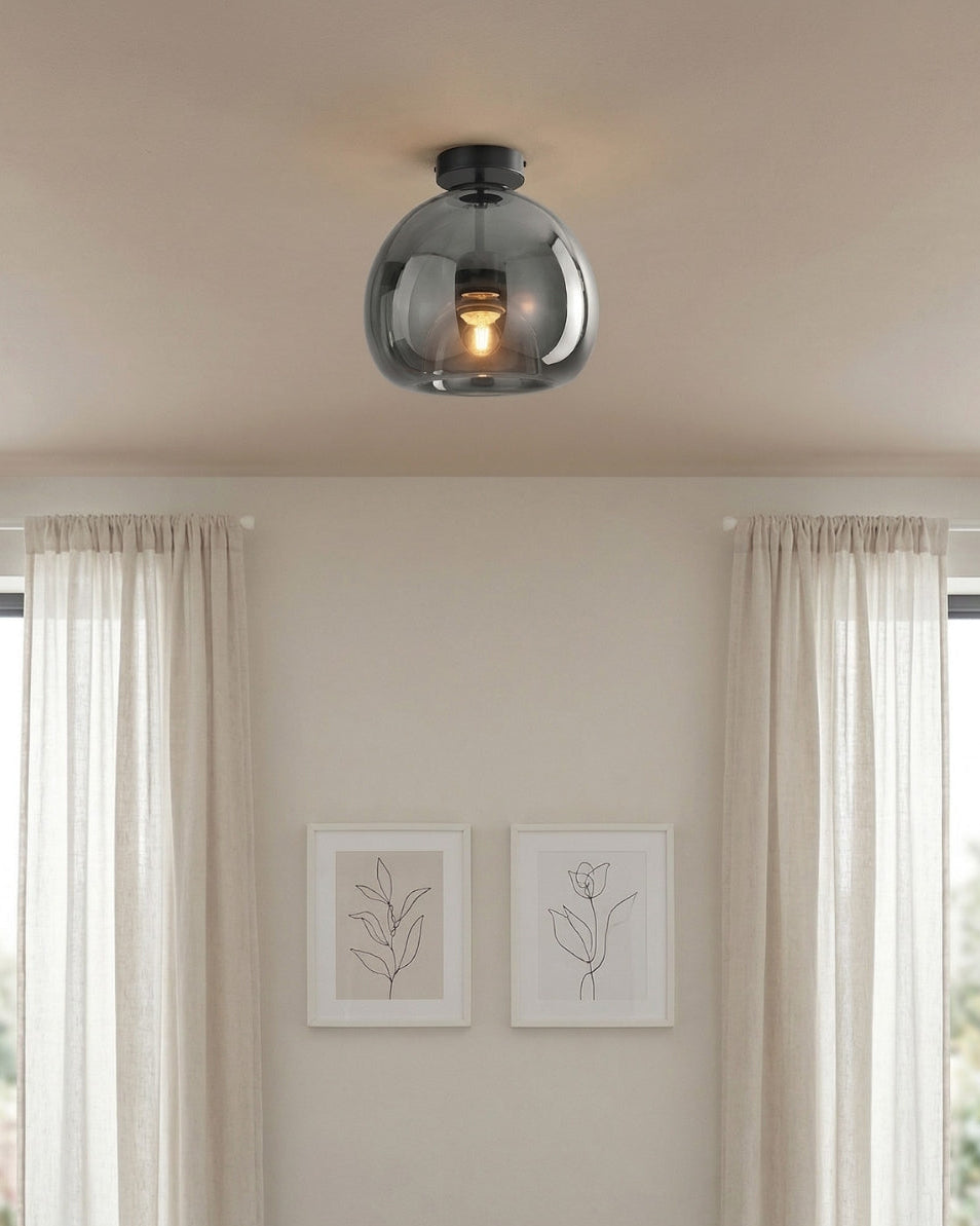Thyra Hanglamp - Getint Glas Sculpturale Verlichting Warm Diffuus Licht Amber Rookgrijs - Type A 25cm Type B 29cm