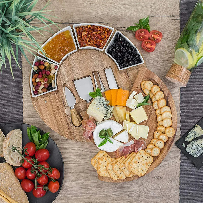 Luxe serveerplank met kaasplank en messen set voor borrel, diner en feestelijke presentaties